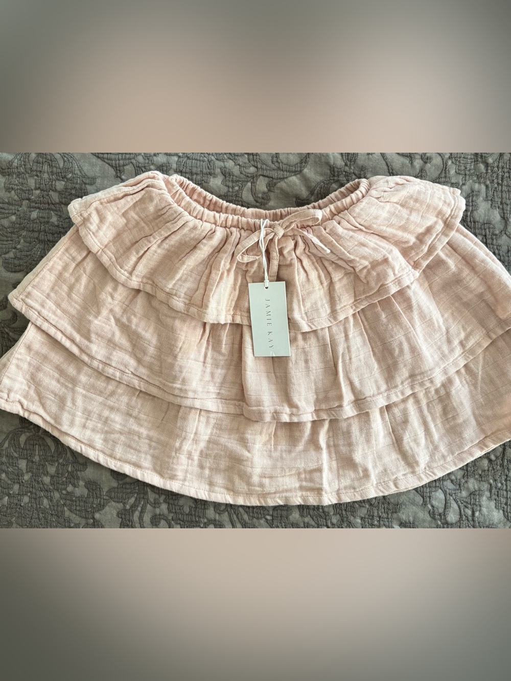 Jamie Kay Blush Tiered Linen-Blend Ruffle Mini Skirt